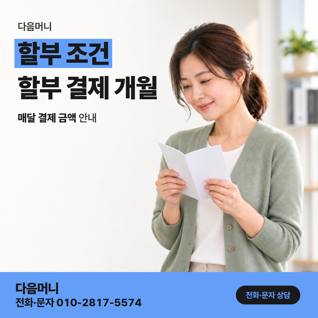다음머니 안산카드깡 진행 당일에 정하는 할부 개월